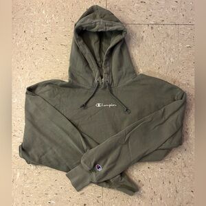 Urban Outfitters Embroidered Champion Olive Green Pullover Hoodie